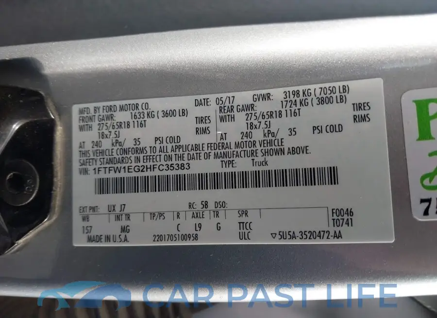 1FTFW1EG2HFC35383# 9