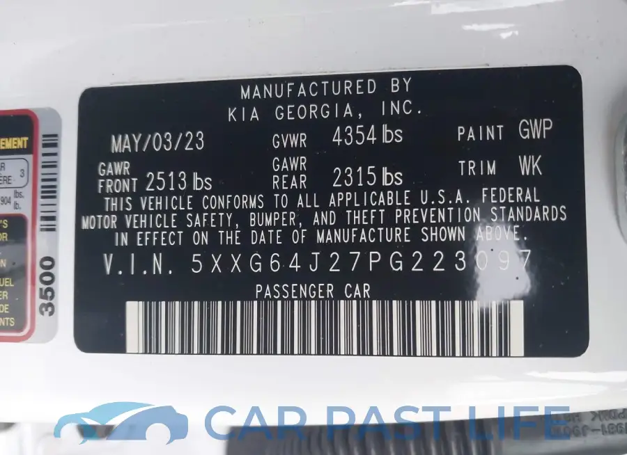 5XXG64J27PG223097# 9