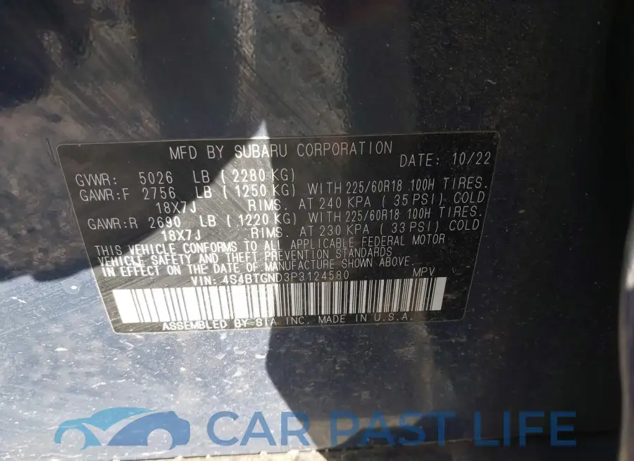 4S4BTGND3P3124580# 9