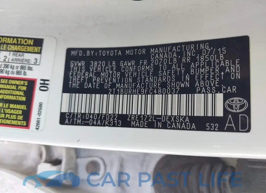 2T1BURHE9FC480037# 9