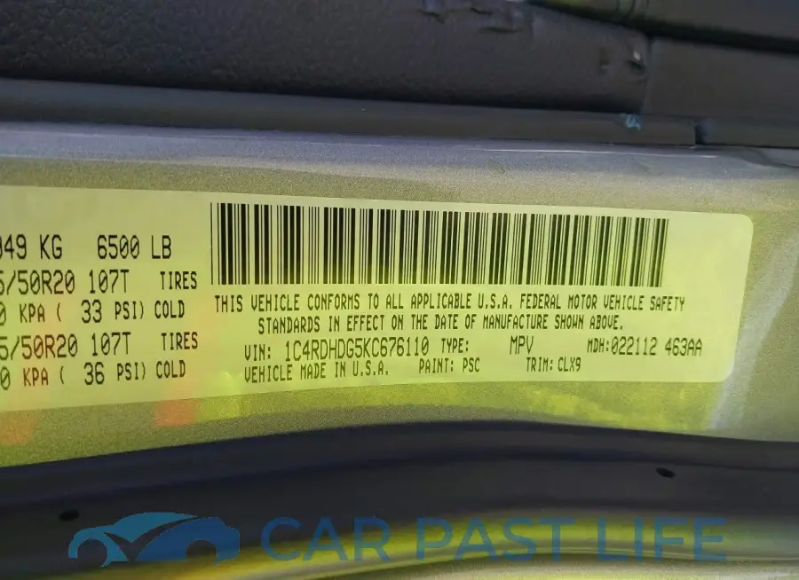 1C4RDHDG5KC676110# 9
