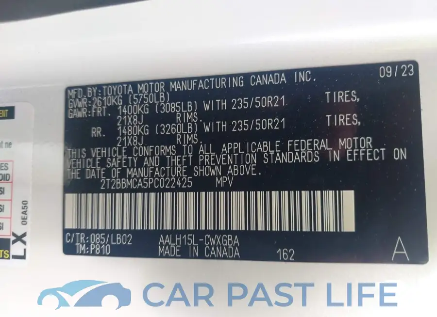 2T2BBMCA5PC022425# 9