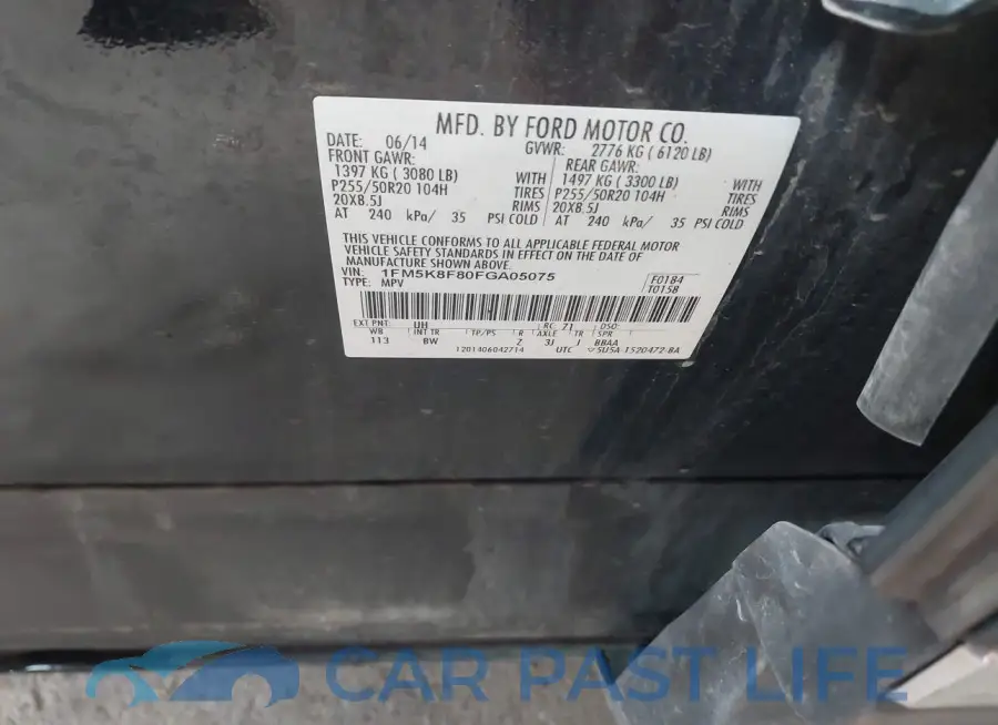 1FM5K8F80FGA05075# 9
