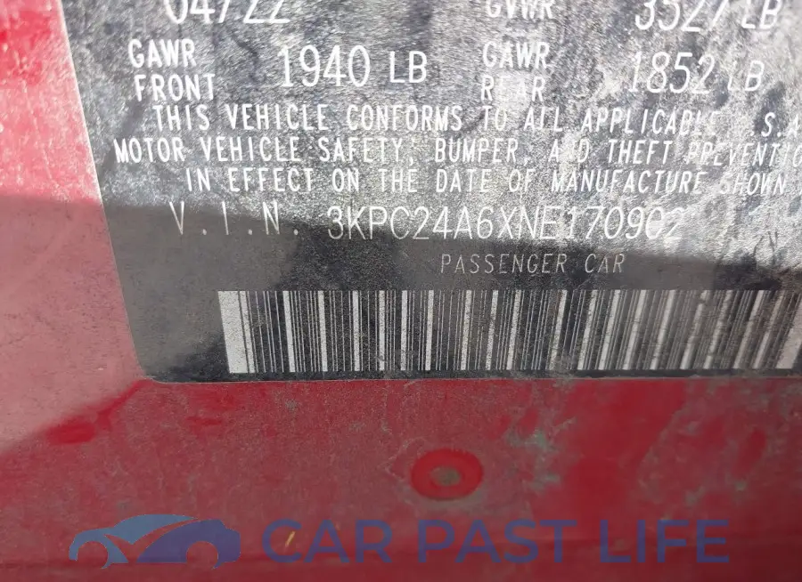3KPC24A6XNE170902# 9