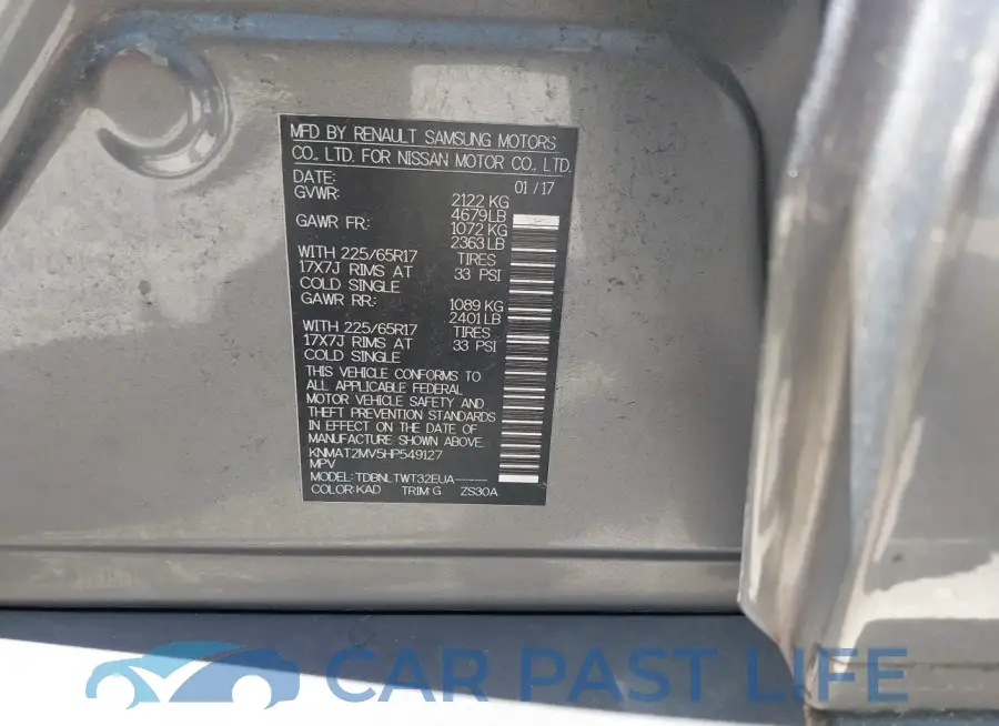 KNMAT2MV5HP549127# 9