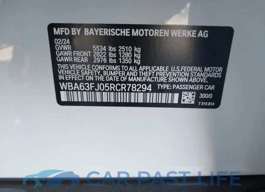 WBA63FJ05RCR78294# 9