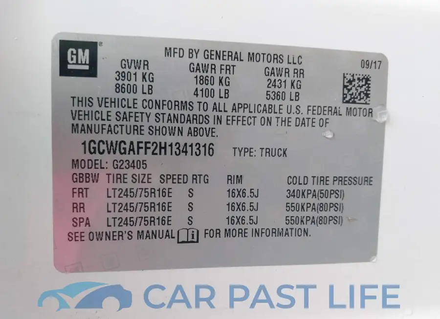 1GCWGAFF2H1341316# 9