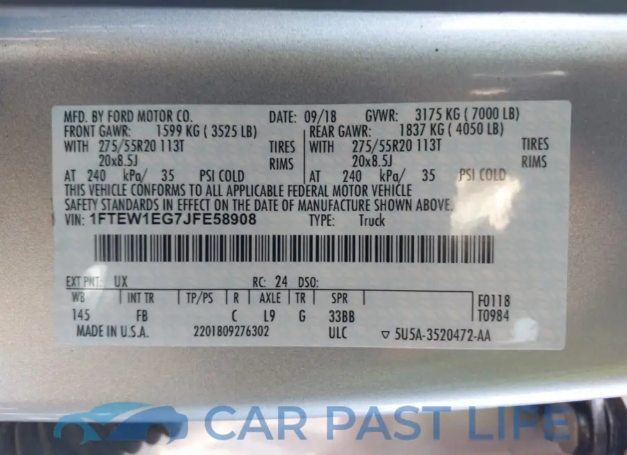 1FTEW1EG7JFE58908# 9