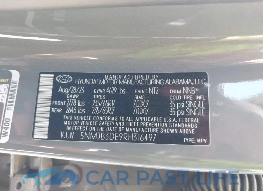 5NMJB3DE9RH316497# 9