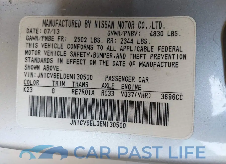 JN1CV6EL0EM130500# 9