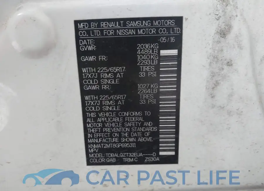 KNMAT2MT8GP695311# 9