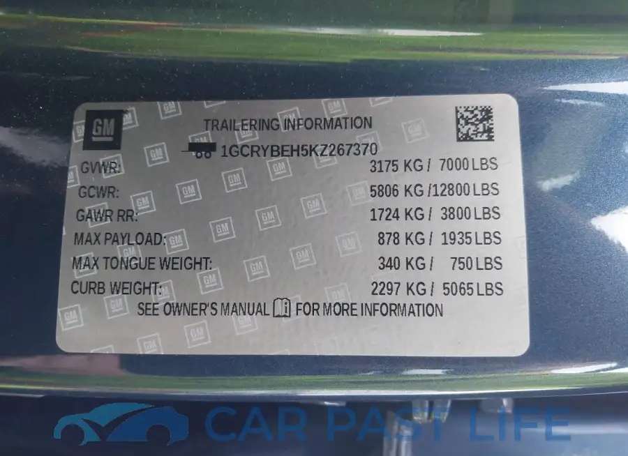 1GCRYBEH5KZ267370# 9