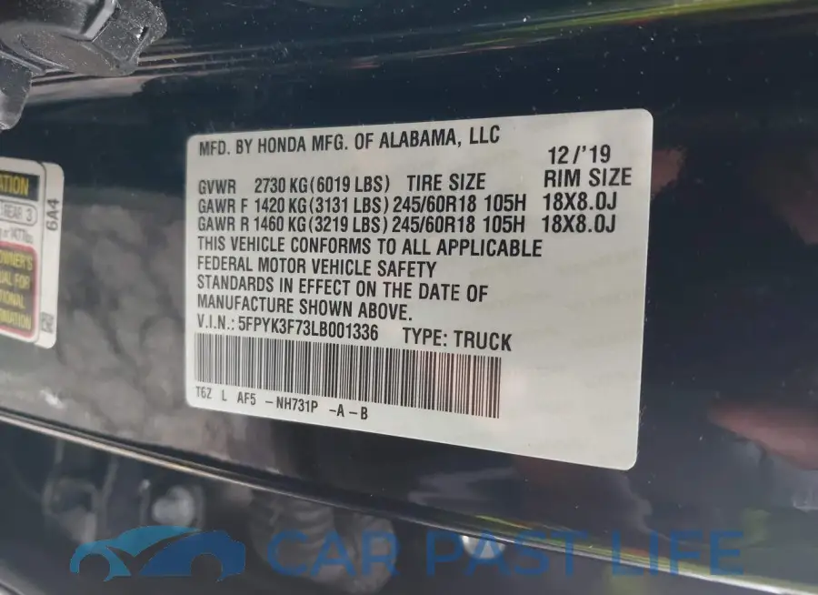 5FPYK3F73LB001336# 9