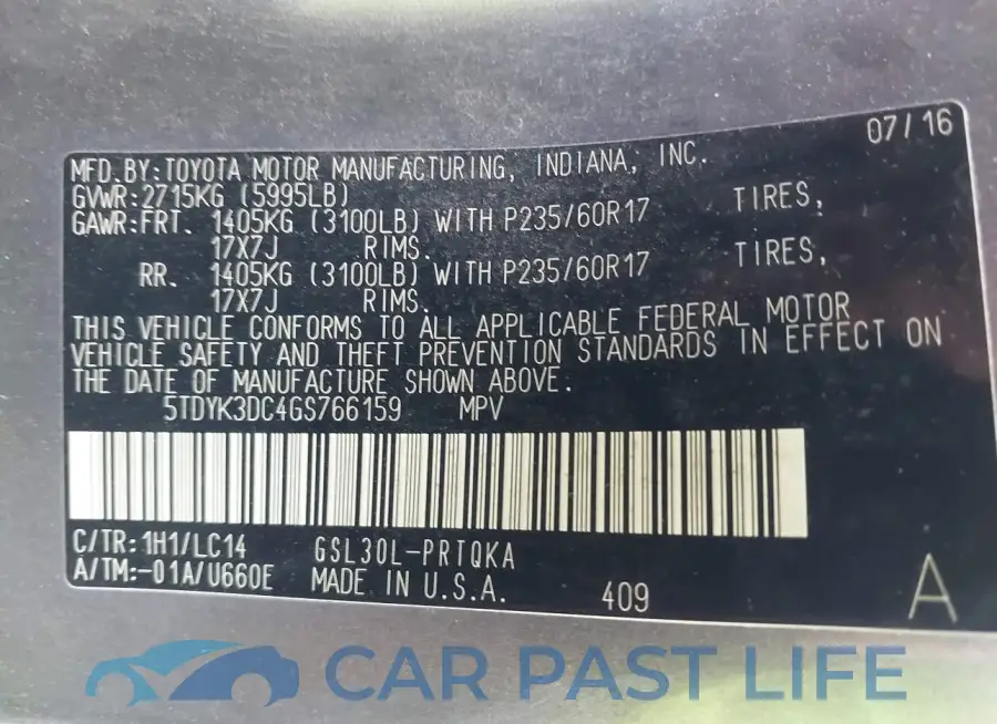 5TDYK3DC4GS766159# 9