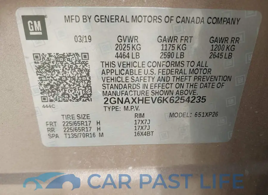 2GNAXHEV6K6254235# 9