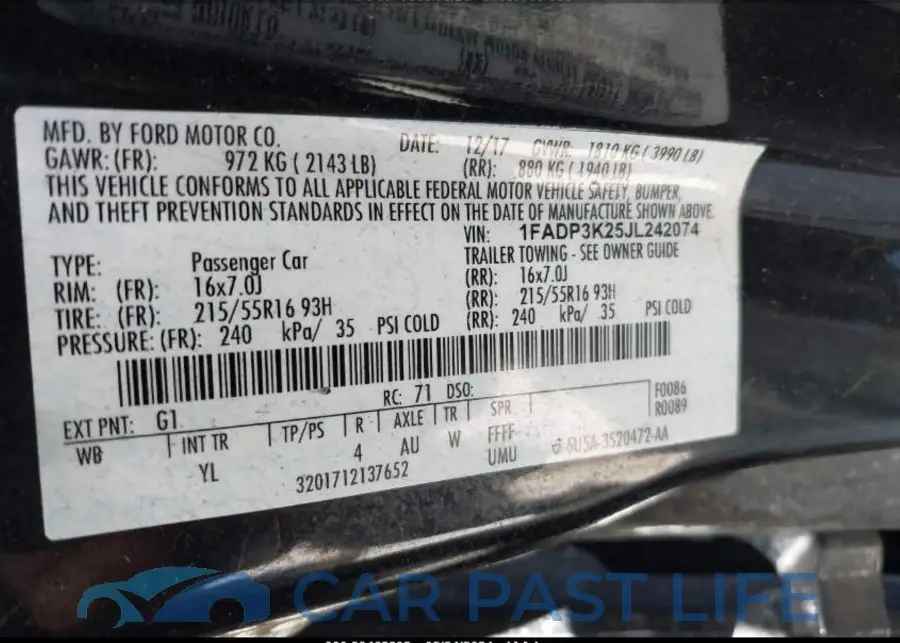 1FADP3K25JL242074# 9