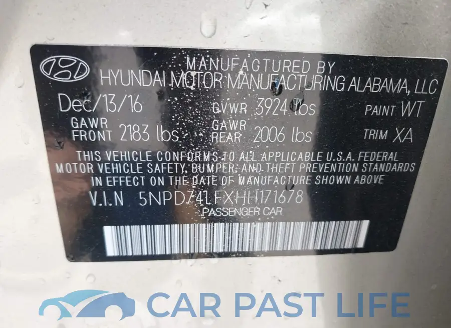 5NPD74LFXHH171678# 9