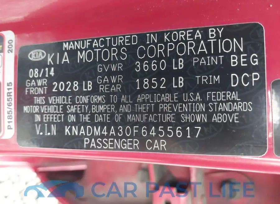 KNADM4A30F6455617# 9