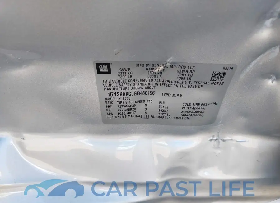 1GNSKAKC0GR480196# 9
