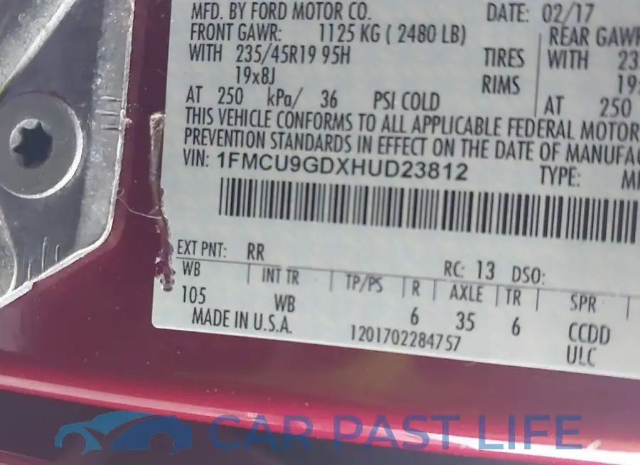 1FMCU9GDXHUD23812# 9