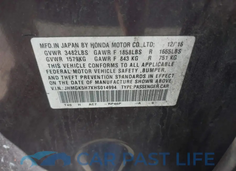 JHMGK5H7XHS014994# 9