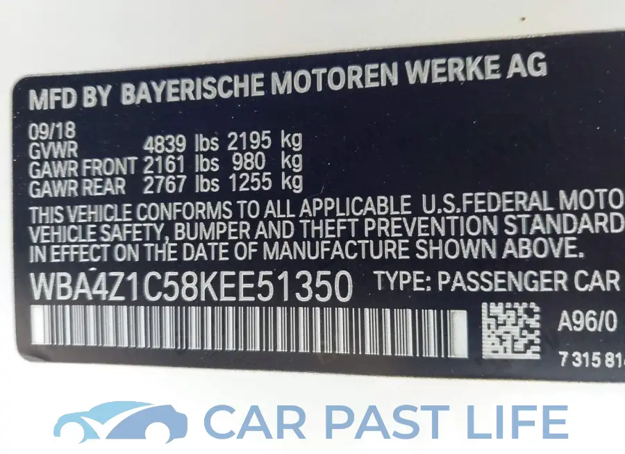 WBA4Z1C58KEE51350# 9