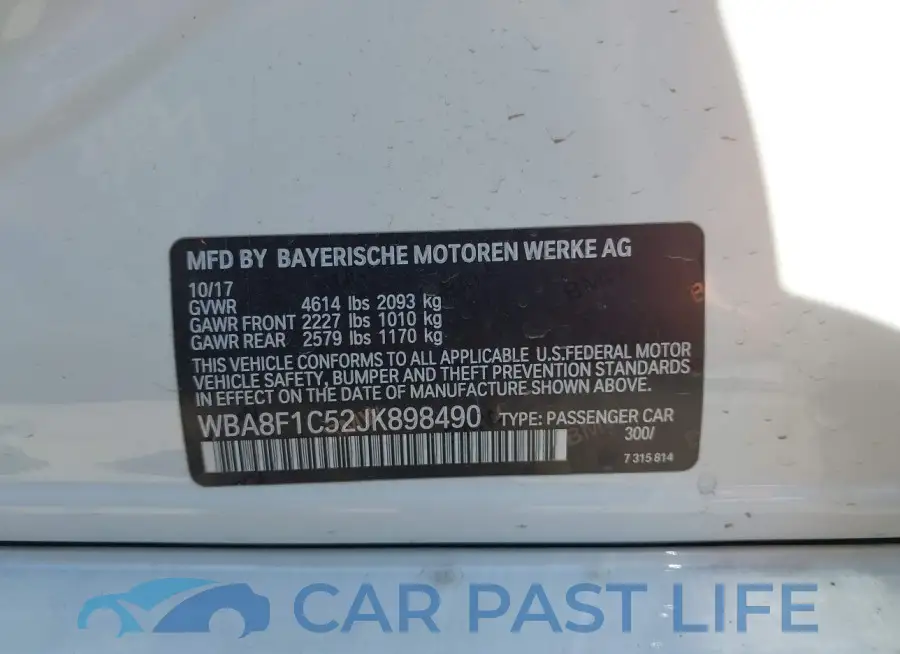 WBA8F1C52JK898490# 9