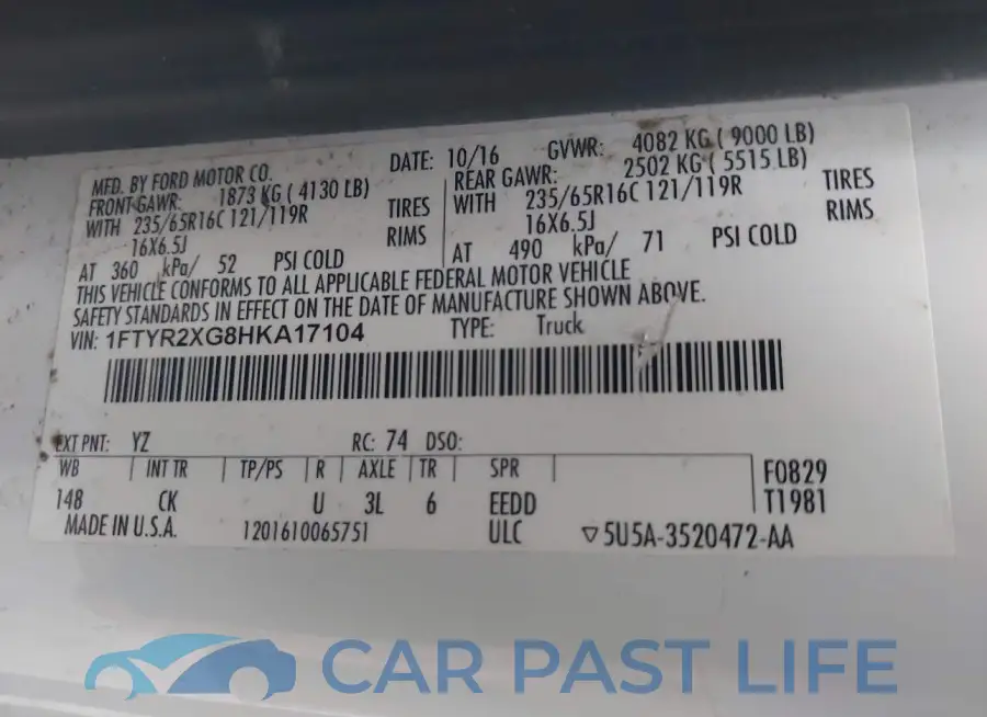 1FTYR2XG8HKA17104# 9