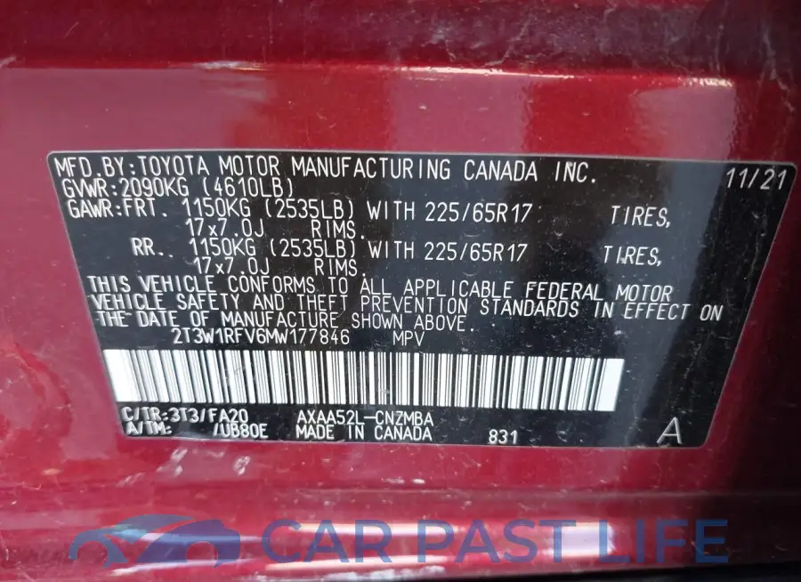 2T3W1RFV6MW177846# 9