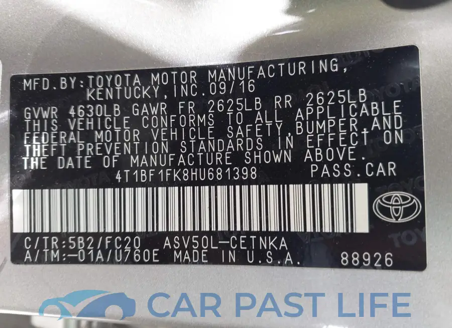 4T1BF1FK8HU681398# 9