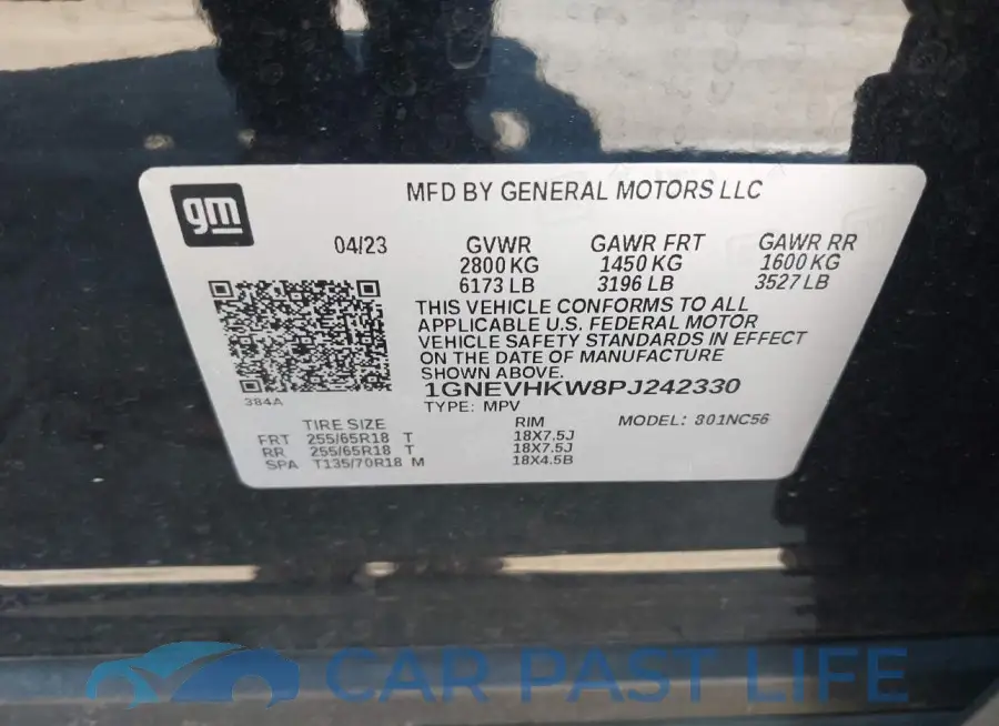 1GNEVHKW8PJ242330# 9