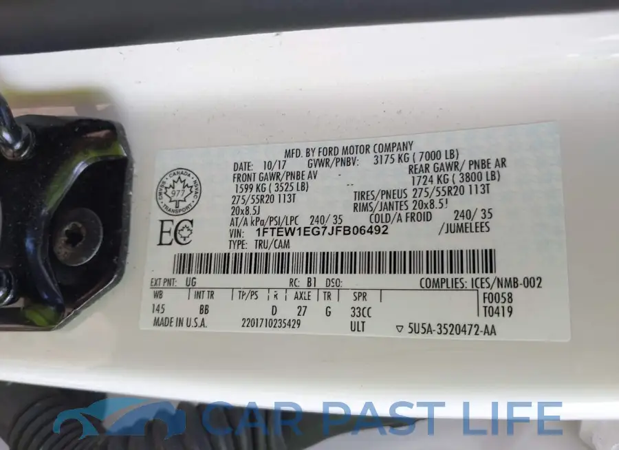 1FTEW1EG7JFB06492# 9