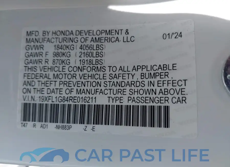 19XFL1G84RE016211# 9