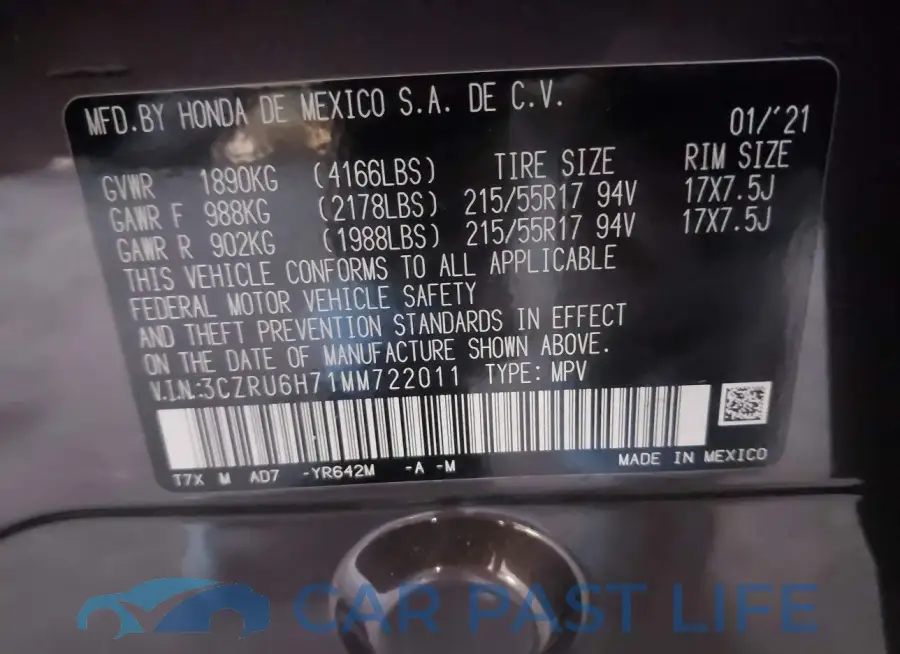 3CZRU6H71MM722011# 9