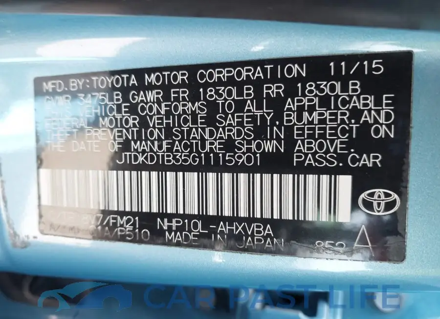 JTDKDTB35G1115901# 9