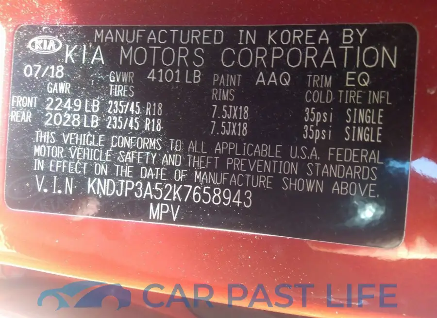 KNDJP3A52K7658943# 9