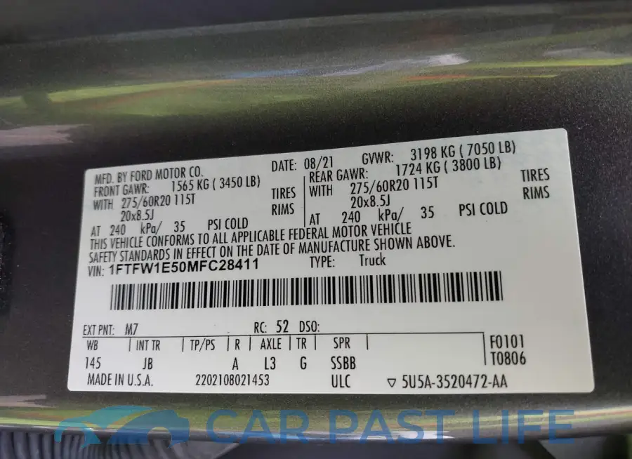 1FTFW1E50MFC28411# 9