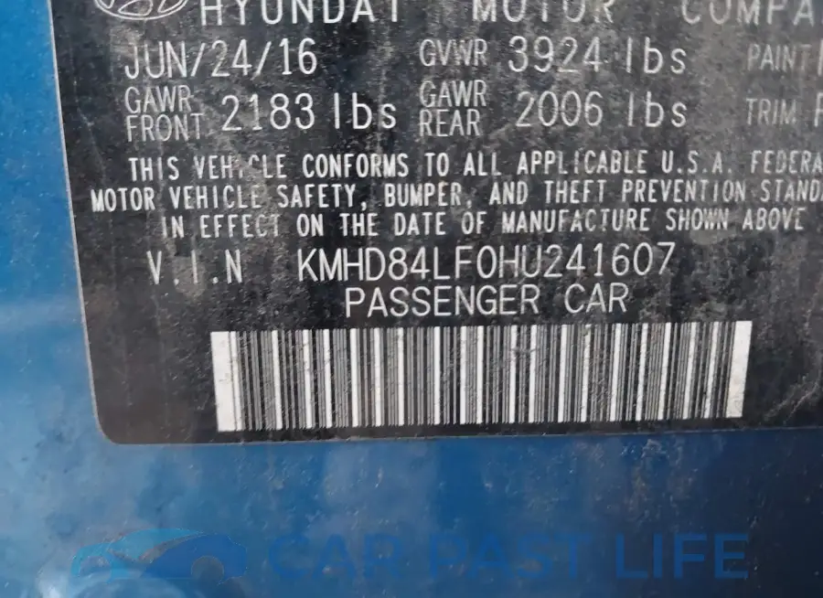 KMHD84LF0HU241607# 9