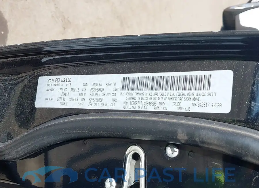 1C6RR7GT1KS648385# 9