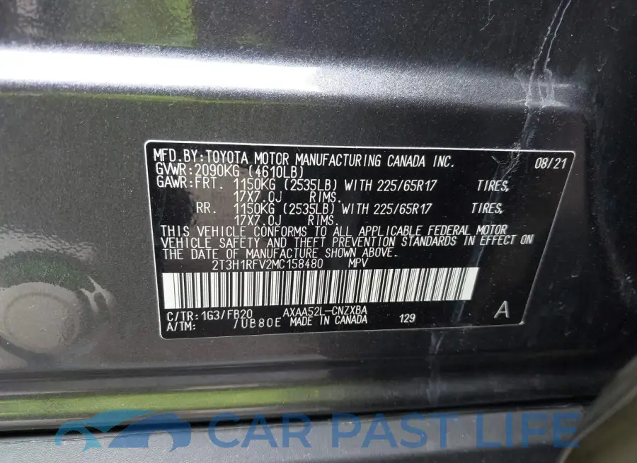 2T3H1RFV2MC158480# 9