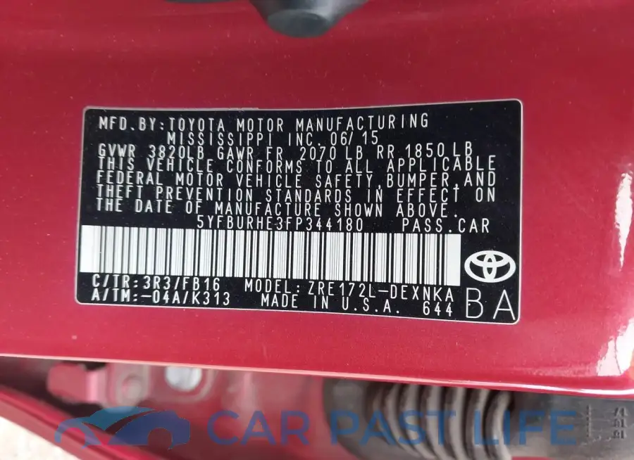 5YFBURHE3FP344180# 9