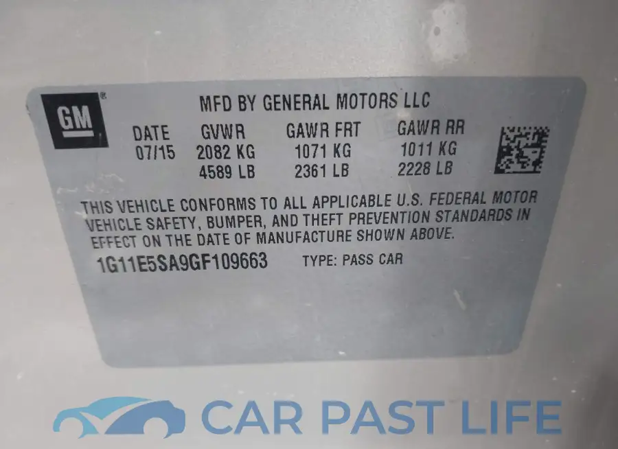 1G11E5SA9GF109663# 9