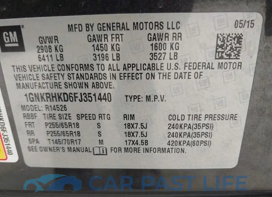 1GNKRHKD6FJ351440# 9
