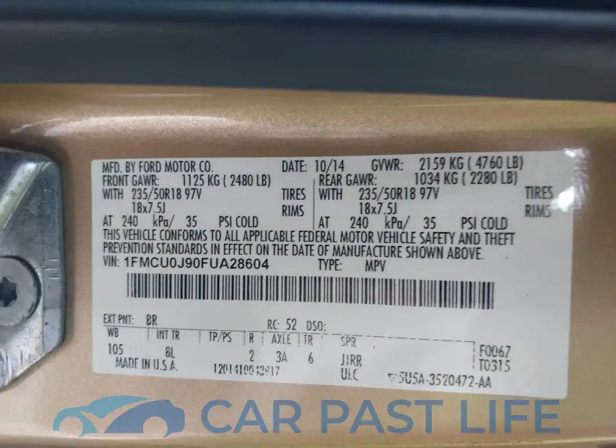 1FMCU0J90FUA28604# 9