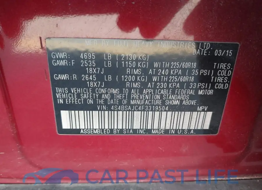 4S4BSAJC4F3319504# 9
