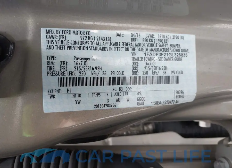 1FADP3F21GL326833# 9