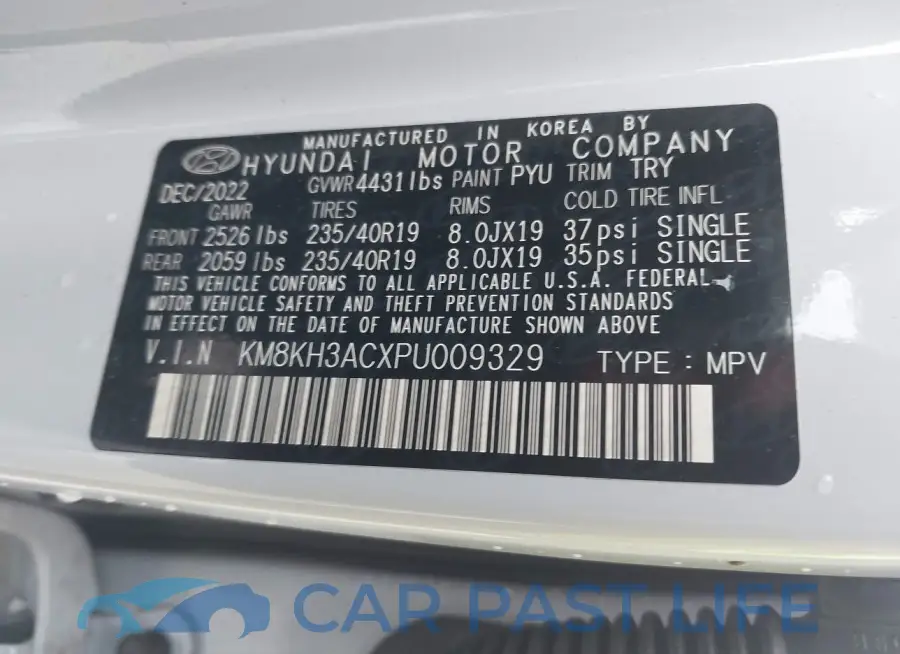 KM8KH3ACXPU009329# 9