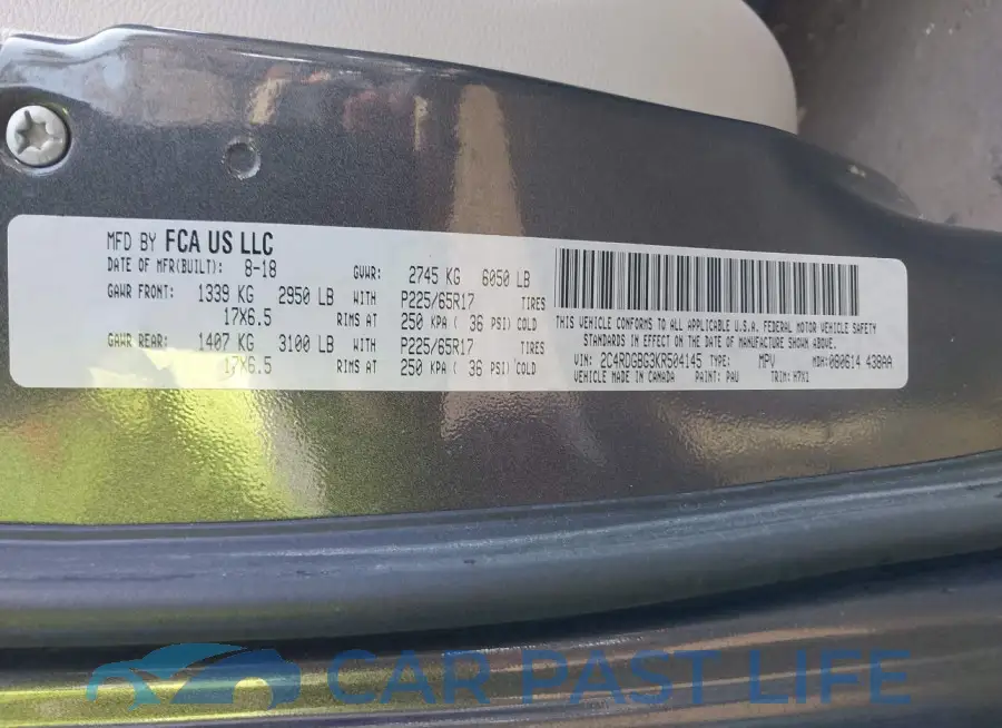 2C4RDGBG3KR504145# 9