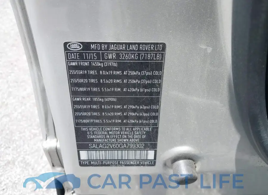 SALAG2V60GA799302# 9