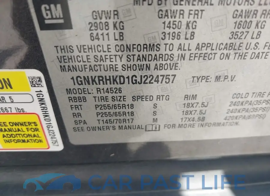 1GNKRHKD1GJ224757# 9